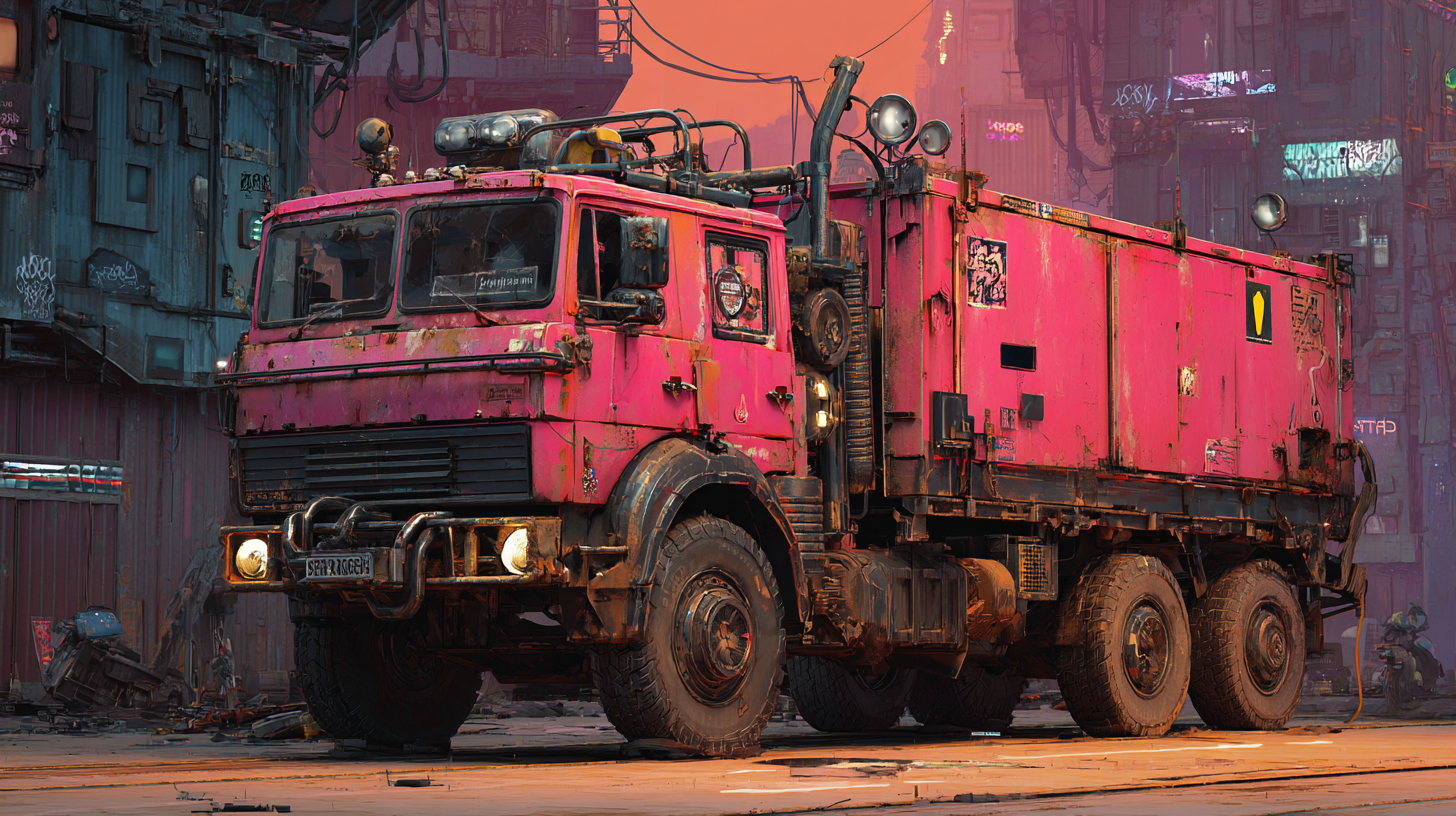 Soviet-style red heavy-duty truck